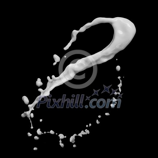 milk splash isolated on black background