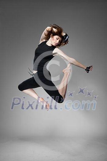 attractive jumping woman attractive jumping woman