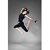 attractive jumping woman