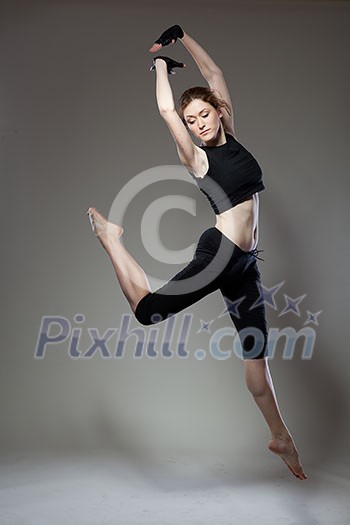 attractive jumping woman attractive jumping woman