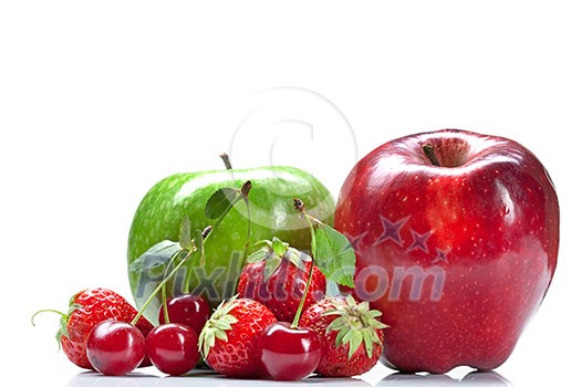 Summer fresh fruits isolated on white Summer fresh fruits isolated on white