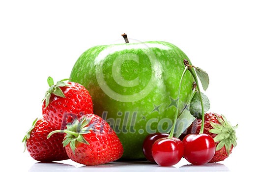 Summer fresh fruits isolated on white Summer fresh fruits isolated on white