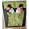 happy young couple in bed at morning