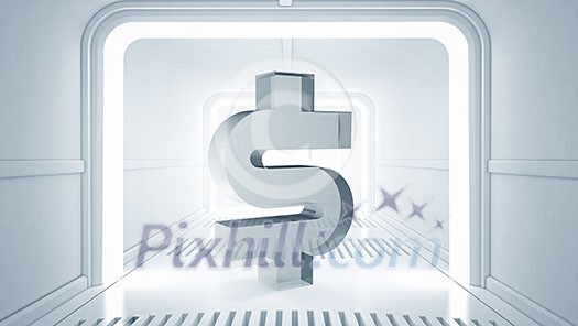 Futuristic designed elegant interior with big dollar sign Futuristic designed elegant interior with big dollar sign