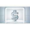 Futuristic designed elegant interior with big dollar sign