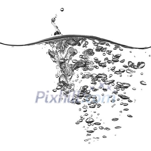 water splash with bubbles isolated on white water splash with bubbles isolated on white