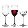 empty, full of wine and broken wineglasses isolated on white