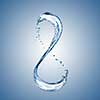 water splash in shape of number 8 on blue background