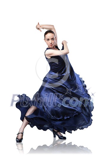 young woman dancing flamenco isolated on white young woman dancing flamenco isolated on white