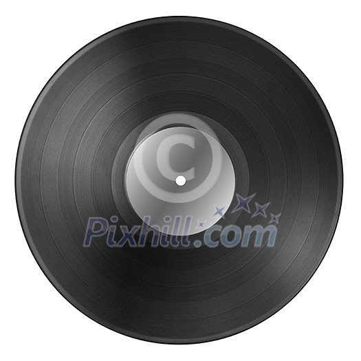 Black vinyl record disc with blank label isolated on white Black vinyl record disc with blank label isolated on white