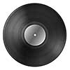 Black vinyl record disc with blank label isolated on white