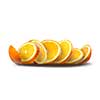 Falling slices of orange isolated on white