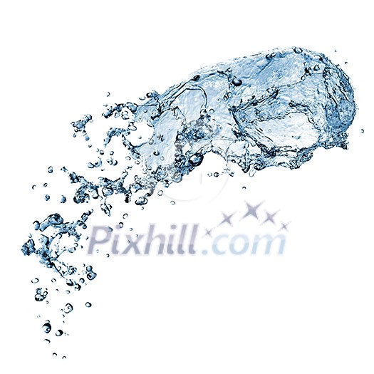 water splash with bubbles isolated on white