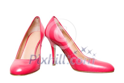 pink leather female shoes isolated on white pink leather female shoes isolated on white