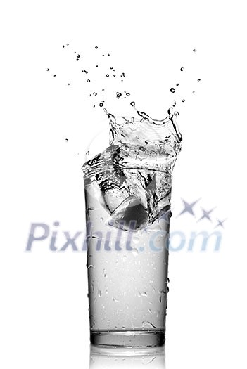 water splash in glass isolated on white water splash in glass isolated on white
