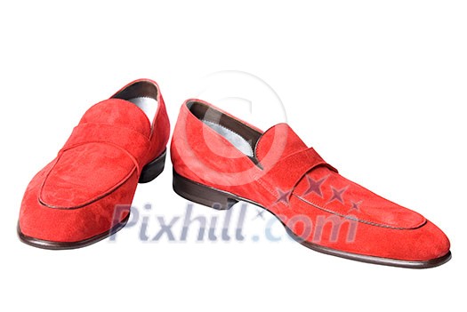 red male leather shoes isolated on white red male leather shoes isolated on white