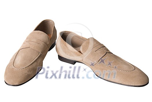 light brown male leather shoes isolated on white light brown male leather shoes isolated on white