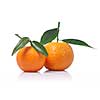 Tangerines with green leaves isolated on white