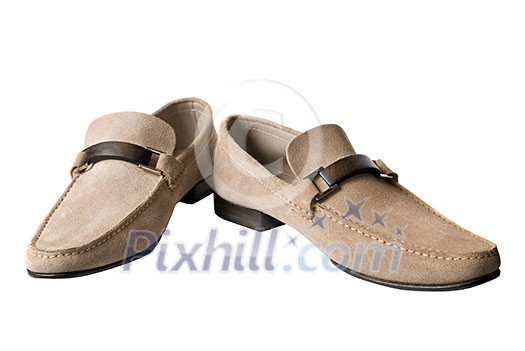 light brown male leather shoes isolated on white light brown male leather shoes isolated on white