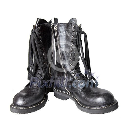 black leather boots isolated on white black leather boots isolated on white