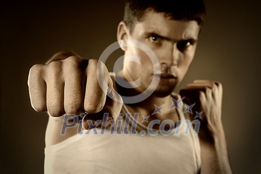 portrait of the hitting fighter portrait of the hitting fighter