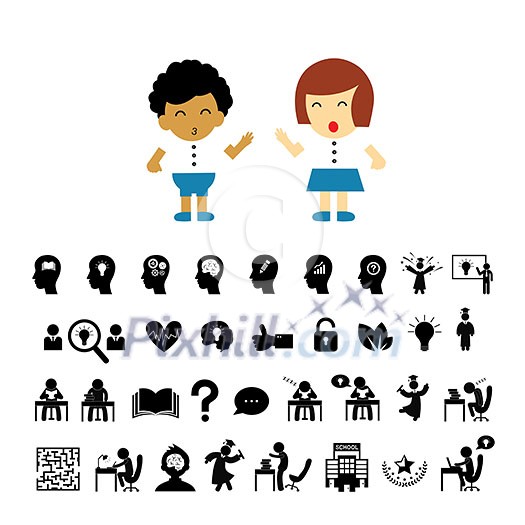 student vector cartoon and successful study symbol set student vector cartoon and successful study symbol set