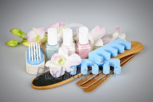 Pedicure accessories and tools with nail polish Pedicure accessories and tools with nail polish