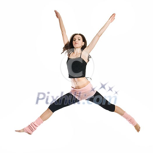 jumping young dancer isolated on white background jumping young dancer isolated on white background