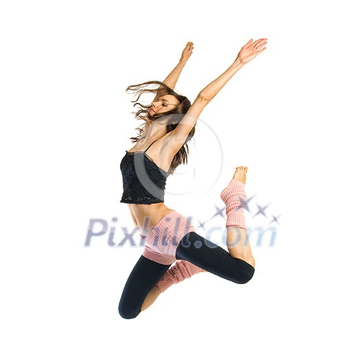 jumping young dancer isolated on white background jumping young dancer isolated on white background