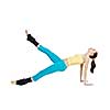 beautiful girl doing gymnastics on white background