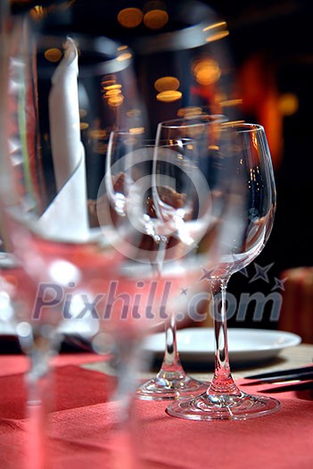 glass goblets on the table glass goblets on the table