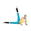 beautiful girl doing gymnastics on white background