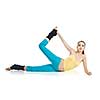 beautiful girl doing gymnastics on white background