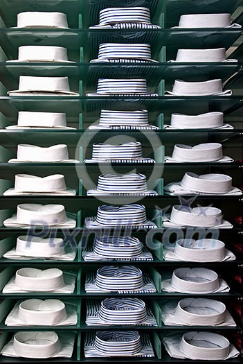 shelf with shirts in store shelf with shirts in store