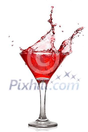Red cocktail with splash isolated on white Red cocktail with splash isolated on white