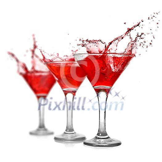 Red cocktail with splash isolated on white Red cocktail with splash isolated on white