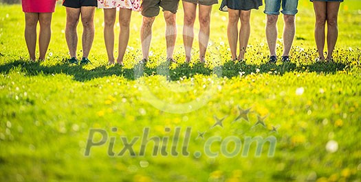 Legs of a group of people Legs of a group of people