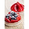 Closeup of fancy gourmet fresh fruit dessert tarts