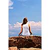 Portrait of young teenage girl doing yoga