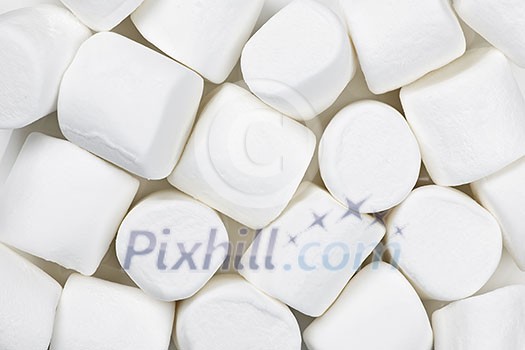 Close up of many plump sweet marshmallows Close up of many plump sweet marshmallows
