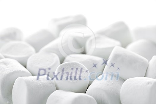 Close up of many plump sweet marshmallows Close up of many plump sweet marshmallows