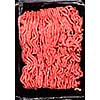 Close up on package of lean red raw ground meat