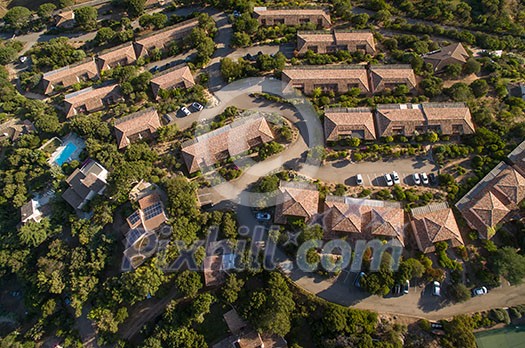 Aerial view of affluent suburban neighborhood Aerial view of affluent suburban neighborhood