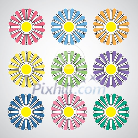 vector flower set retro design vector flower set retro design