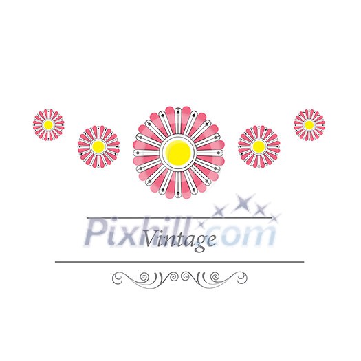 vector vintage card flower style vector vintage card flower style