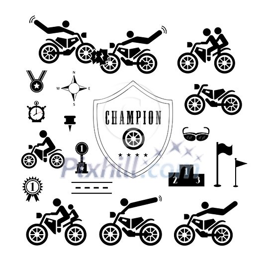 motorcycle competition championship vector symbol set motorcycle competition championship vector symbol set