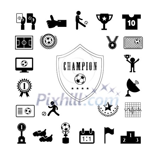champion football match vector icon set champion football match vector icon set