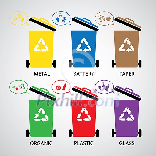 vector trash categories recycle garbage bin vector trash categories recycle garbage bin