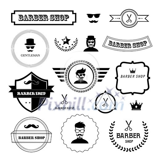 vector set of vintage barber badges and labels vector set of vintage barber badges and labels