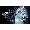 Chest view of businesswoman drawing business strategy sketches